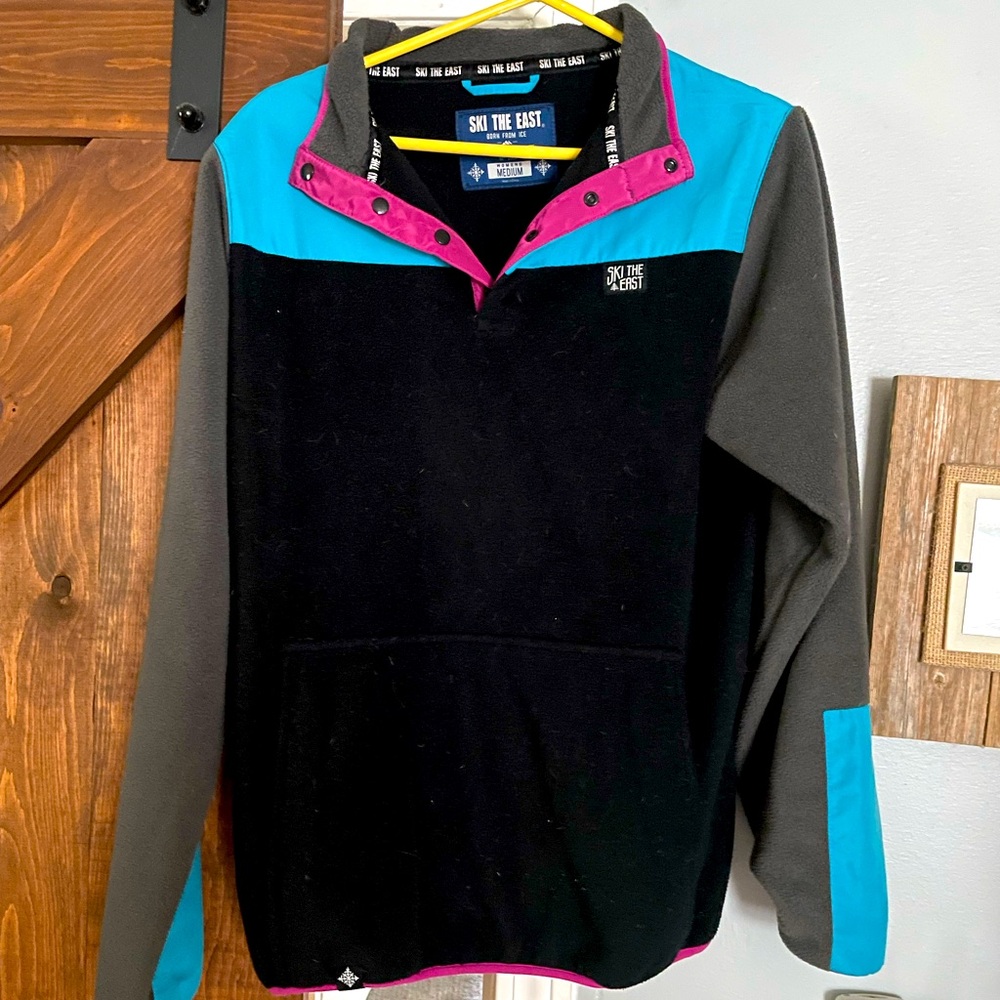 Ski the East - Women's Low-Fi Snap Fleece - Black/Ice Blue